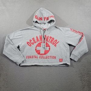 Ocean Patrol Hoodie Womens Medium Gray Casual Hooded Logo Coastal‎ Collection